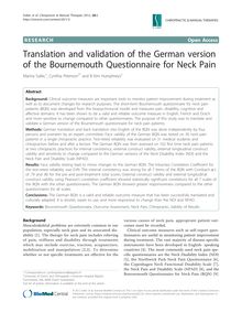 Translation and validation of the German version of the Bournemouth Questionnaire for Neck Pain
