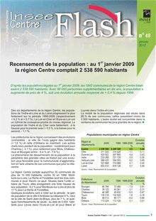 Recensement de la population : au 1er janvier 2009 la région Centre comptait 2 538 590 habitants
