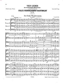 Partition complète, 4 chansons pour 4 masculin voix, Op.75, Vier Lieder für vierstimmigen Männerchor, Op.75