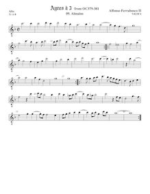 Partition ténor viole de gambe, octave aigu clef, Alman, Ferrabosco Jr., Alfonso