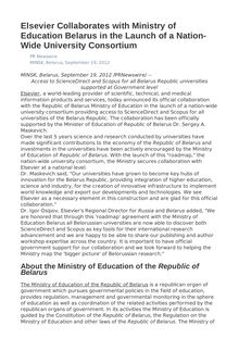 Elsevier Collaborates with Ministry of Education Belarus in the Launch of a Nation-Wide University Consortium