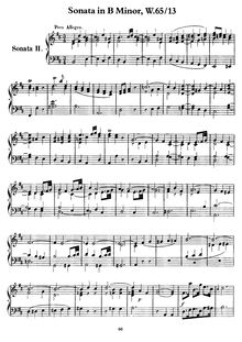 Partition complète, Sonata en B minor, Wq.65/13, B minor, Bach, Carl Philipp Emanuel
