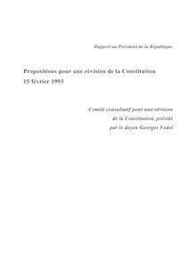 Propositions pour une révision de la Constitution : rapport au Président de la République