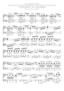 Partition Allegro, Livre / Contenant / des pièces de different Genre / d Orgue / Et de Clavecin / PAR / Le S.r Balbastre / Organiste / de la Cathedralle / de Dijon / 1749