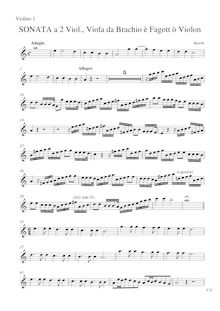 Partition violon 1, Sonata  pour 2 violons, viole de gambe da braccio et basson ou grande viole