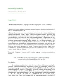 The social evolution of language, and the language of social evolution