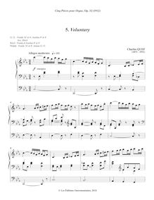Partition , Voluntary (C minor), 5 pièces pour orgue, Op.32, Quef, Charles