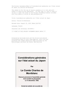 Considérations générales sur l état actuel du Japon par comte de Charles Montblanc