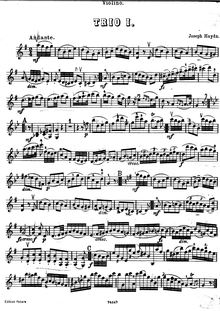 Partition de violon, Piano Trios, Hob.XV:24-26, D Major, G Major, A Major par Joseph Haydn