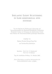 Inelastic light scattering in low-dimensional spin systems [Elektronische Ressource] / vorgelegt von Kwang-Yong Choi