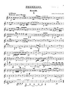 Partition cor 3 (B♭ basso, D), Serenade pour vent Instruments, Serenáda pro dechové nástroje
