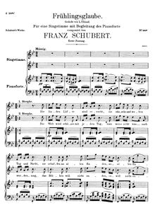 Partition 1st version, Frühlingsglaube, D.686 (Op.20 No.2), Faith in Spring