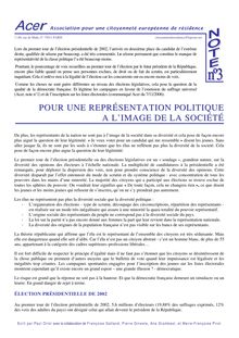 Représentativité des élus - NOTE DE L ASSOCIATON POUR UNE ...