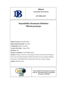 Dependability Benchmark Definition: DBench prototypes