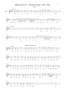 Partition ténor [G2 clef], Missa Jäger, Missa Venatorum, Missa octavi toni par Orlande de Lassus
