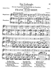 Partition complète, Der Liebende, D.207, The Lover, Schubert, Franz