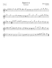 Partition ténor viole de gambe 1, octave aigu clef, Airs pour 4 violes de gambe par John Jenkins