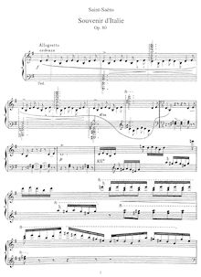 Partition complète, Souvenir d Italie, Op.80, Saint-Saëns, Camille