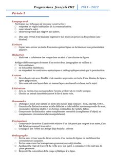 Progressions français CM2 2011 - 2012 Période 1