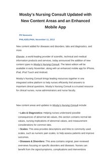 Mosby s Nursing Consult Updated with New Content Areas and an Enhanced Mobile App