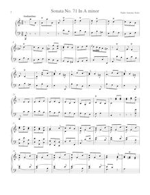 Partition Sonata R.71 en A minor, clavier sonates R.71-80, Soler, Antonio