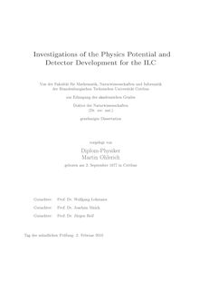Investigations of the physics potential and detector development for the ILC [Elektronische Ressource] / vorgelegt von  Martin Ohlerich