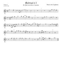 Partition ténor viole de gambe 1, octave aigu clef, Il quinto libro de madrigali a cinque voci par Marco da Gagliano