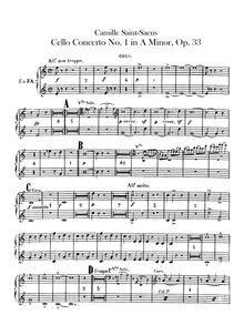 Partition cor 1/2 (en F), violoncelle Concerto No.1, A Minor, Saint-Saëns, Camille