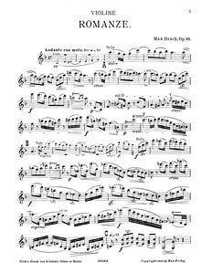 Partition de violon, Romanze pour viole de gambe et orchestre