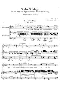 Partition complète, 6 chansons, 6 Gesänge, Brahms, Johannes