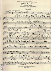 Partition violon 1, Piano quintette No.2, Dvořák, Antonín par Antonín Dvořák