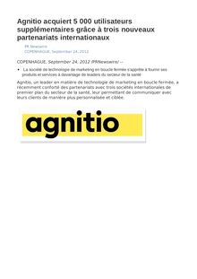 Agnitio acquiert 5 000 utilisateurs supplémentaires grâce à trois nouveaux partenariats internationaux