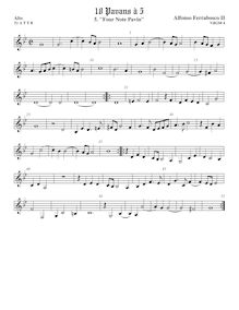Partition ténor viole de gambe 1, aigu clef, Pavan à 5 No.4, Four-note pavan