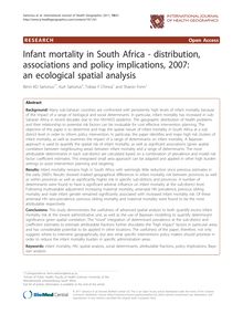 Infant mortality in South Africa - distribution, associations and policy implications, 2007: an ecological spatial analysis