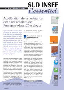 Accélération de la croissance des aires urbaines de Provence-Alpes-Côte d Azur