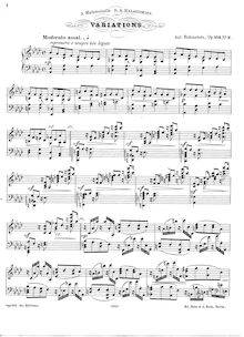 Partition No.2 - Variations, 6 Morceaux, Op.104, Rubinstein, Anton