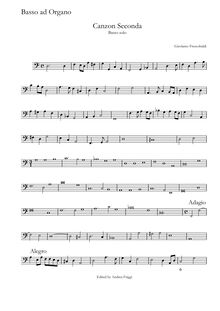 Partition Basso ad organo, Canzon Seconda Basso solo, Frescobaldi, Girolamo