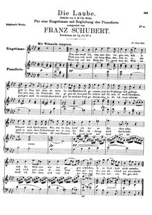 Partition complète, Die Laube, D.214 (Op.172 No.2), The Arbour, Schubert, Franz