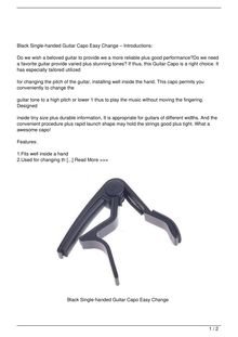 Black Singlehanded Guitar Capo Quick Change Review