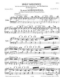Partition complète, 12 Variations on pour russe danse from pour Ballet  Das Waldmädchen  by Paul Wranitzky WoO 71 par Ludwig van Beethoven