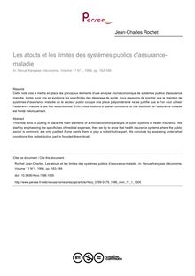 Les atouts et les limites des systèmes publics d assurance-maladie - article ; n°1 ; vol.11, pg 183-189