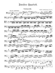 Partition violoncelle, corde quatuor No.2, Op.14, Stenhammar, Wilhelm