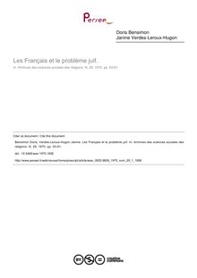 Les Français et le problème juif.  - article ; n°1 ; vol.29, pg 53-91