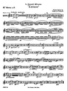 Partition cor 1, 2 (F), Extase, Rêverie, D major, Ganne, Louis