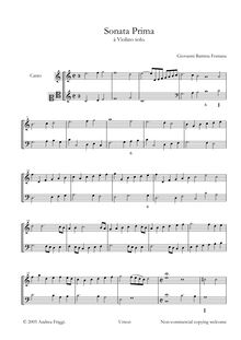 Partition complète avec continuo, Sonata Prima à violon solo