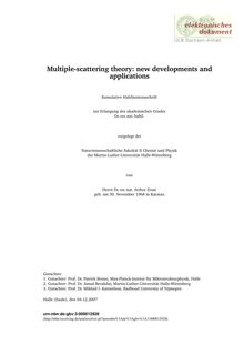 Multiple scattering theory [Elektronische Ressource] : new developments and applications / von Arthur Ernst