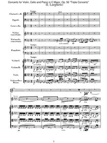 Partition , Largo, Concerto pour violon, violoncelle et Piano, Triple Concerto