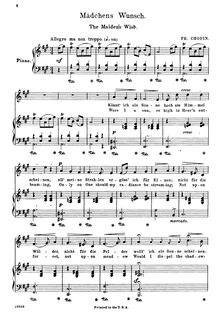 Partition , Mädchens Wunsch, 17 Polish chansons, Chopin, Frédéric