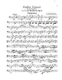 Partition violoncelle, Piano Concerto No.5, Emperor, E♭ Major, Beethoven, Ludwig van