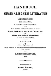 Partition Alphabetic Listing: A to Giesecke, Handbuch der musikalischen Litteratur